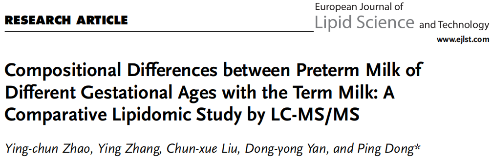Compositional Differences between Preterm Milk of Different Gestational Ages with the Term Milk: A Comparative Lipidomic Study by LC-MS/MS