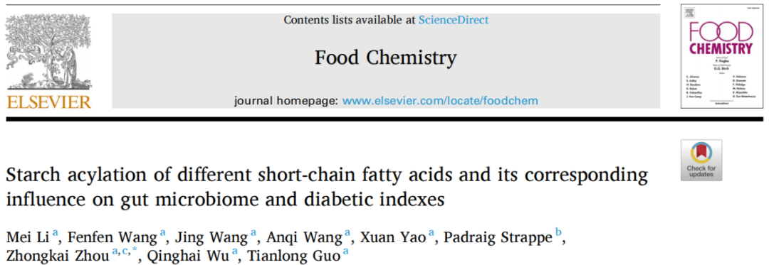 Starch acylation of different short-chain fatty acids and its corresponding influence on gut microbiome and diabetic indexes
