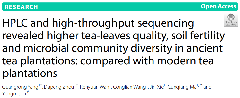 HPLC and high-throughput sequencing revealed higher tea-leaves quality, soil fertility and microbial community diversity in ancient tea plantations: compared with modern tea plantations