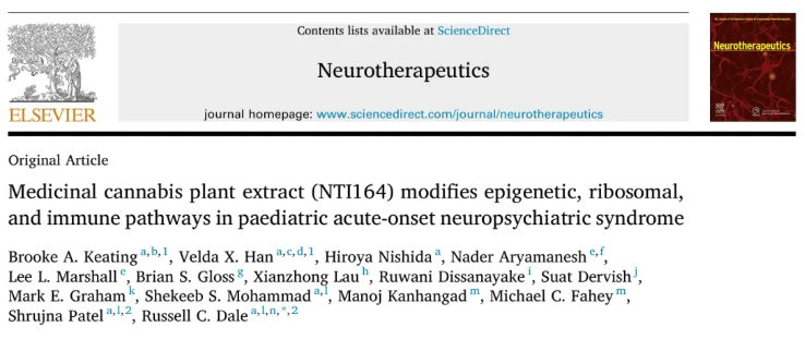 Neurotherapeutics(IF=6.9)|悉尼大学研究团队重磅突破!大麻提取物NTI164为PANS患儿带来新希望,逆转免疫与表观遗传紊乱(图1) Neurotherapeutics(IF=6.9)|悉尼大学研究团队重磅突破!大麻提取物NTI164为PANS患儿带来新希望,逆转免疫与表观遗传紊乱(图1)