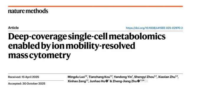 nature methods(IF=32.1)|朱正江研究员团队引领代谢组学技术正式进入单细胞时代(图1)