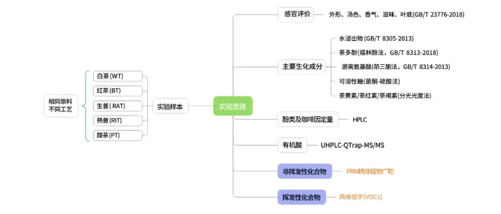 一片茶叶，五种风味——“PRM精准植物广靶+风味组学(VOCs)”助力云南农大揭秘：加工工艺如何造就白茶、红茶、生普、熟普和酸茶？(图2)